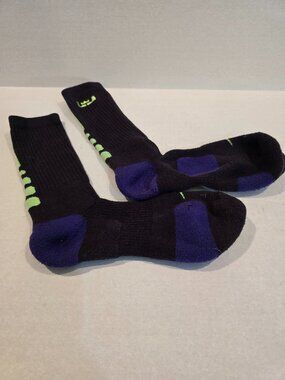 Socks Men's Nike Hyper Elite Black Purple Neon Green Mid-Calf Dri-Fit XL
